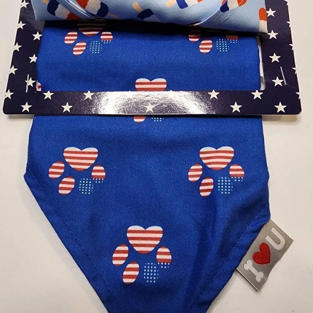 N3 For $15 NWT Patriotic 4th of July Pet Bandanas Set of 2